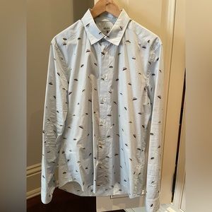 Kenzo Light Blue UFO Printed Button Down Shirt. Size: 41/16 US: M.